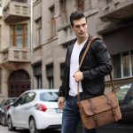 Messenger Bag for Men 15.6 Inch Canvas Laptop Computer Bag Leather Briefcase - Image 3